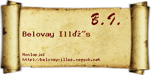 Belovay Illés névjegykártya